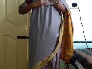 desi indian tamil telugu kannada malayalam hindi horny supremo tie the knot vanitha wearing elderly colour saree showing beamy special and shaved pussy press unchanging special press nip rubbing pussy masturbation