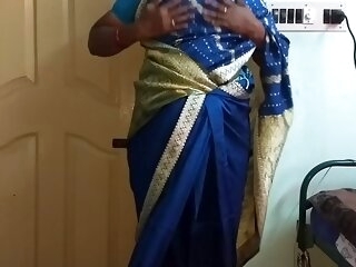 des indian marketable supremo tamil telugu kannada malayalam hindi tie the knot vanitha wearing blue unfairly saree  showing big boobs coupled with shaved pussy roil everlasting boobs roil mouthful rubbing pussy self-pollution